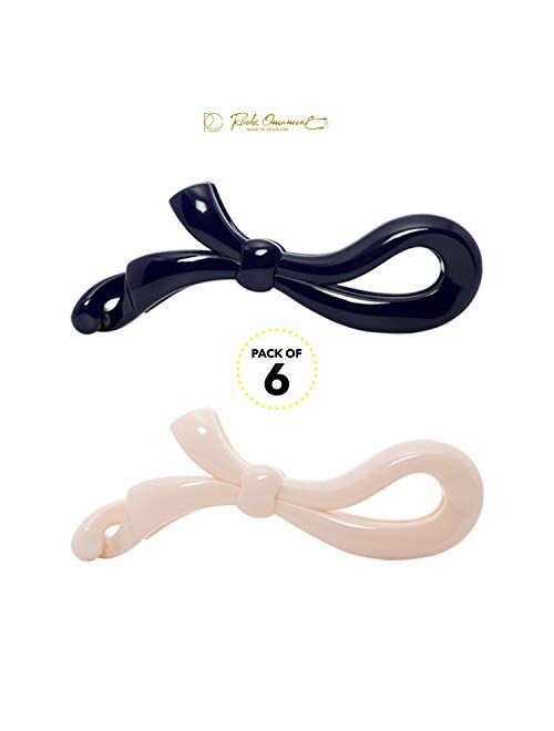 RC ROCHE ORNAMENT Womens Ribbon Bow Secure Banana Ponytail Holder Clincher Clips