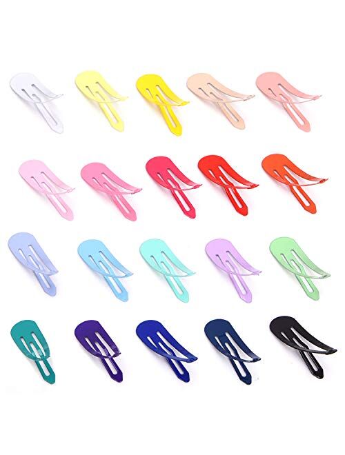 Snap Hair Clip 100PCS 2 inch Metal Non-Slip Hair Barrettes in 20 Colors for Girls, Teens and Women Adults
