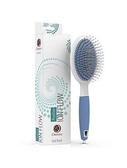 Oval Paddle Hair Brush - Gentle Detangler Brush for Thick Hair with Ionic Mineral Nylon Bristles - Antistatic Detangling Brush for Blow-Drying and Straightening Curly Hai