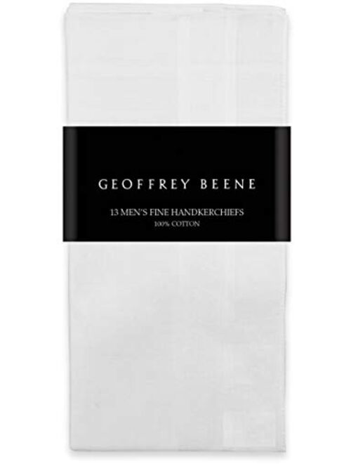 Geoffrey Beene 13 Pack Men's Fine Handkerchiefs 100% Cotton White
