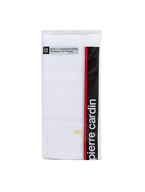 Pierre Cardin Handkerchief 16" x 16" with Satin Cord 13 Pack - White Poly Blend Permanent Press