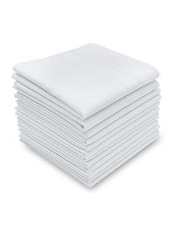 Men's Handkerchiefs, Silky Soft Solid White Pure Cotton Hankies