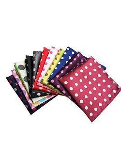 MENDENG Mens Assorted Cotton Polka Dots Pocket Square Handkerchief Set of 11