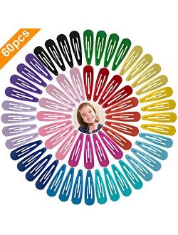 BetyBedy 60 Pcs Hair Barrettes, Non-Slip Hair Clips, 2 Inch Metal Hairpins Accessories for Toddlers, Girls, Kids, Teens, Women (15 Assorted Colors)