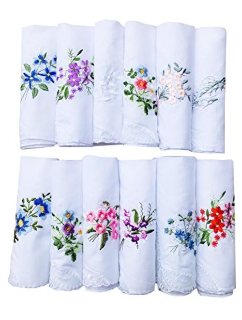 Cotton Embroidered Ladies Lace Handkerchiefs Pack