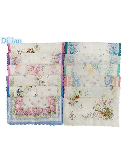 Dillian Womens Vintage Floral Wedding Party Cotton Handkerchiefs