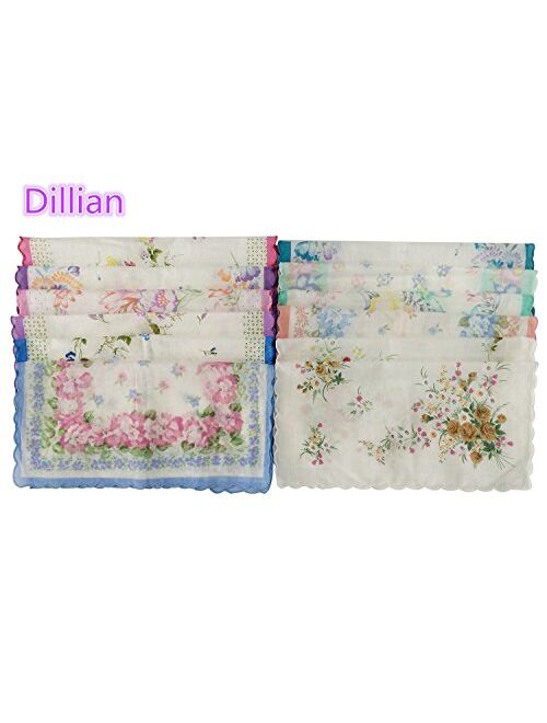 Dillian Womens Vintage Floral Wedding Party Cotton Handkerchiefs