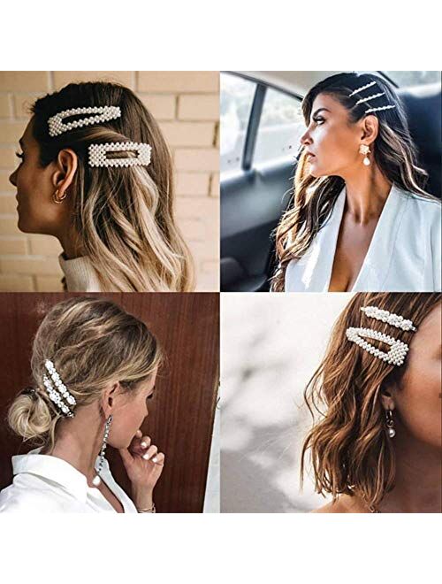 10 Pcs Hair Clips Pearl Hair Barrettes Fashion Geometric Acrylic Resin Alligator Hair Clips Hair Pins for Women Ladies Hair Accessories