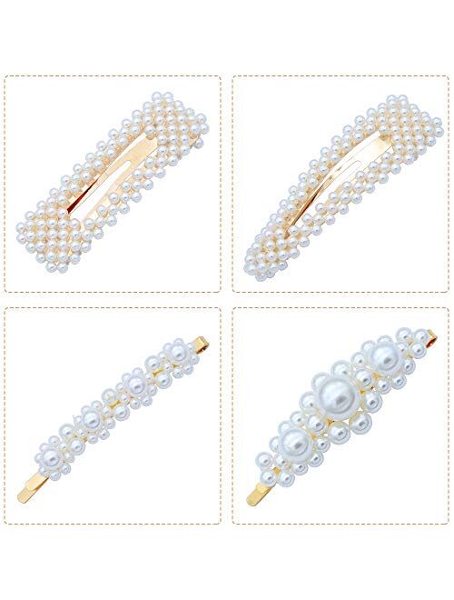 10 Pcs Hair Clips Pearl Hair Barrettes Fashion Geometric Acrylic Resin Alligator Hair Clips Hair Pins for Women Ladies Hair Accessories
