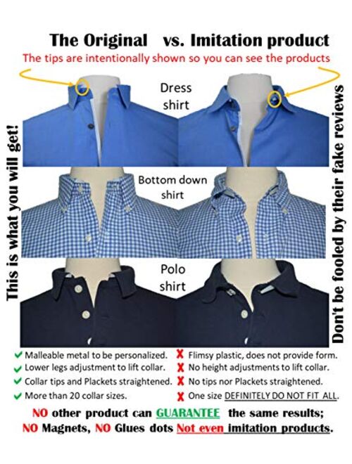 THE ORIGINAL Shirt Collar Support | NOT CHEAP FLIMSY Plastic as Copycats | Collar & Placket Stays | All Sizes Available.