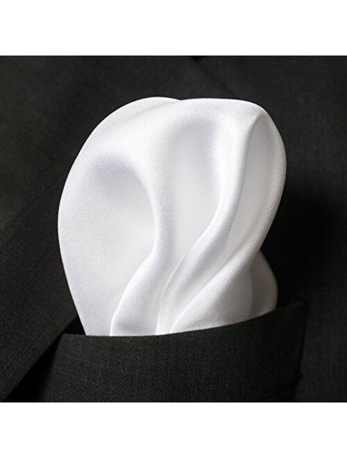 Fine White Silk Pocket Squares for Men by Royal Silk - Full-Sized 17"x17" I White Pocket Squares for men I Mens pocket squares for suit jacket I Silk handkerchief for men