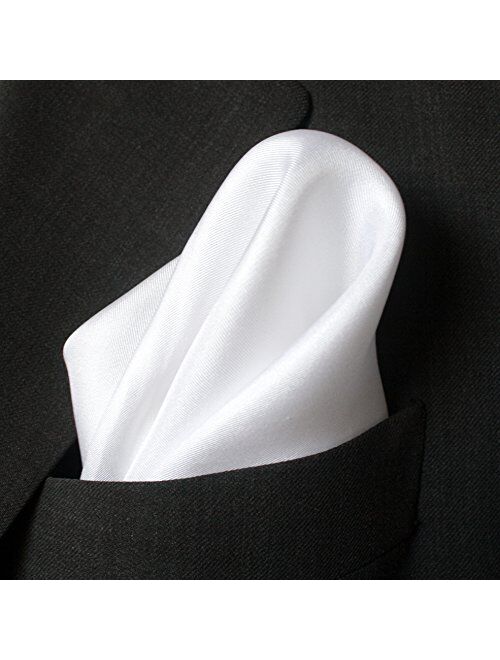 Fine White Silk Pocket Squares for Men by Royal Silk - Full-Sized 17"x17" I White Pocket Squares for men I Mens pocket squares for suit jacket I Silk handkerchief for men
