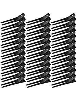 50pcs Hairdressing Double Prong Curl Clips, Wobe 1.8" Curl Setting Section Hair Clips Metal Alligator Clips Hairpins for Hair Bow Great Pin Curl Clip, Styling Clips for H