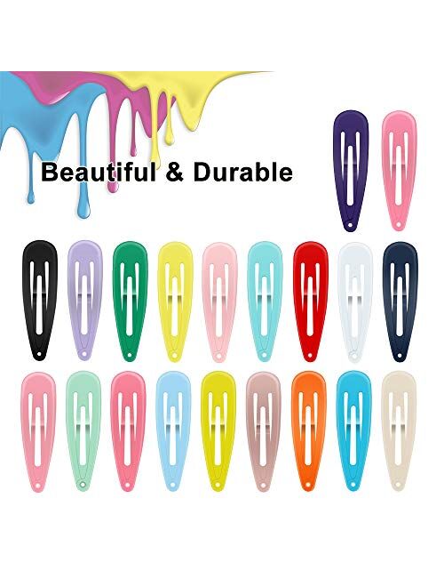 Hair Clips, ECADY (100-Pack 20 Colors) Non-Slip Snap Barrettes for Girls, Women, Kids - 2 Inch