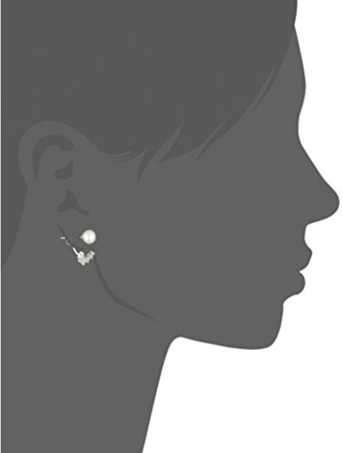 Platinum-Plated Sterling Pearl with White Earring Jackets