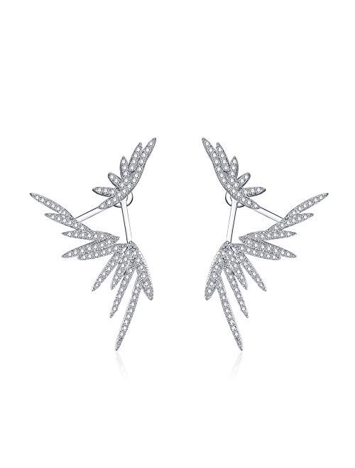 Angel Wings Jacket Cubic zircon Stud Earrings for Women And Girls Jewelry