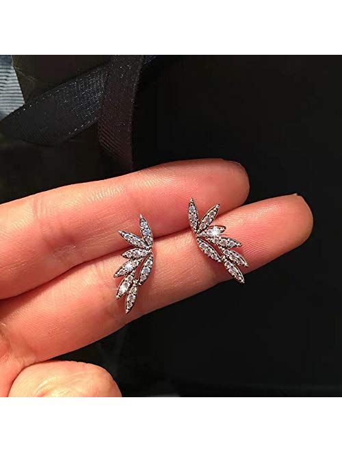 Angel Wings Jacket Cubic zircon Stud Earrings for Women And Girls Jewelry