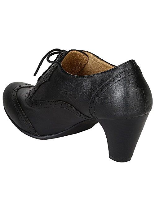 Womens Cuban Chunky Heel Lace-up Ankle Booties Oxford Shoes 