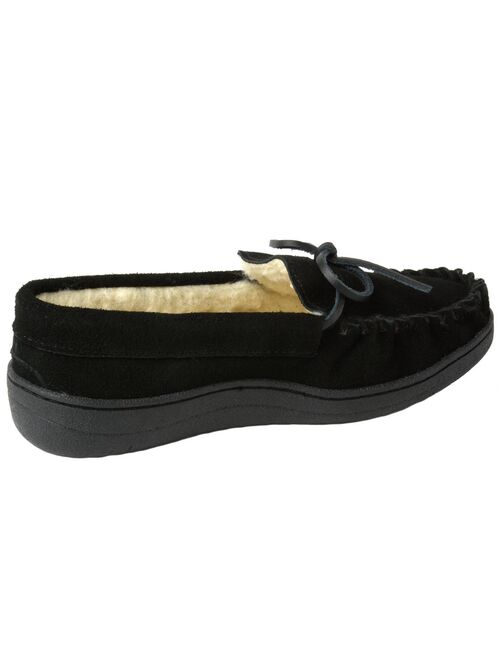 Alpine Swiss Sabine Womens Suede Shearling Moccasin Slippers House Shoes Slip On