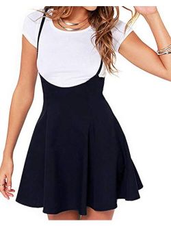 YOINS Women's Suspender Skirts Basic High Waist Versatile Flared Skater Skirt Overall Dress