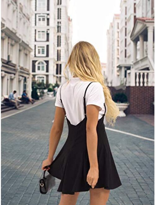 YOINS Women's Casual Suspender Skirts Basic High Waist Flared Solid Mini Skater Skirt