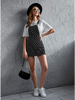 Women's Cute A Line Adjustable Straps Pleated Mini Overall Pinafore Dress