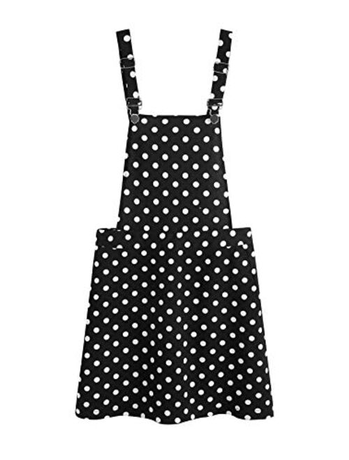 Romwe Women's Cute A Line Adjustable Straps Pleated Mini Overall Pinafore Dress