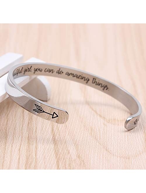 BTYSUN Bracelets for Women Inspirational Gifts for Women Girls Men Motivational Birthday Cuff Bangle Friendship Personalized Mantra Jewelry Come Gift Box