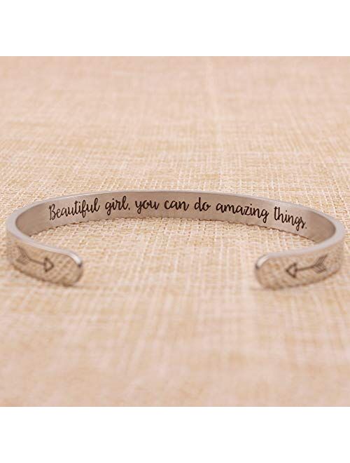 BTYSUN Bracelets for Women Inspirational Gifts for Women Girls Men Motivational Birthday Cuff Bangle Friendship Personalized Mantra Jewelry Come Gift Box