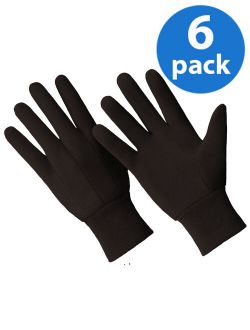 CT7000-L-6PK, Poly/Cotton Blend Brown Jersey Glove, 6 Pair Value Pack