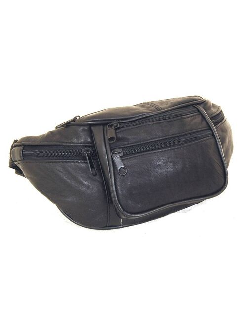 Leather Fanny Pack Waist Bag Adjustable 6 Pockets Adjustable strap up to 50" NEW