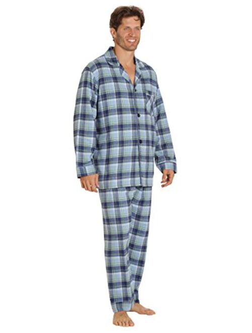 EVERDREAM Sleepwear Mens Flannel Pajamas, Long 100% Cotton Pj Set