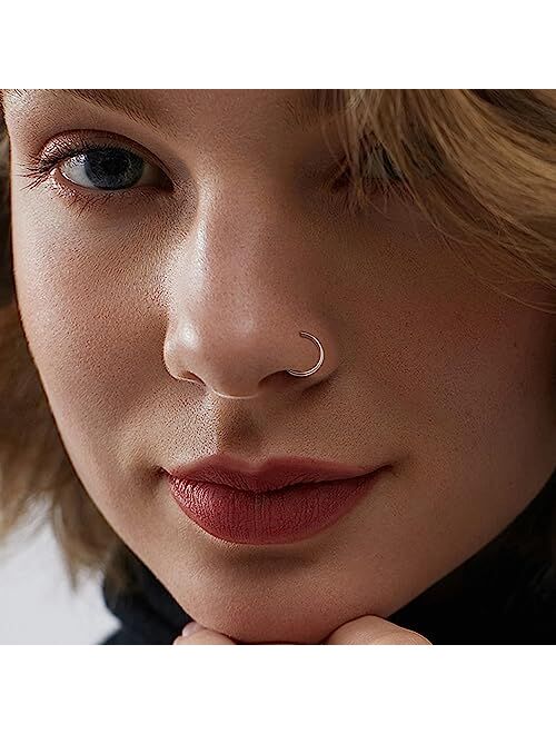 FIBO STEEL 18G-22G 5PCS Stainless Steel Body Jewelry Piercing Nose Ring Hoop for Women