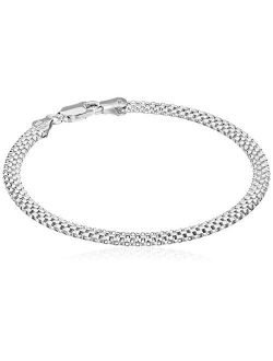 Plated Sterling Silver Mesh Chain Bracelet