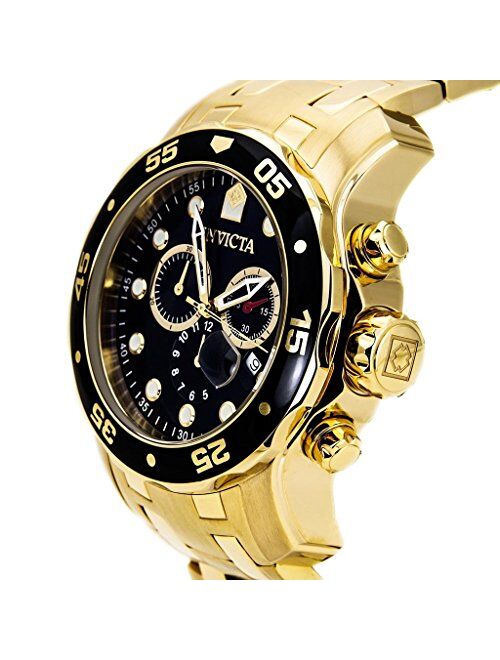 Invicta Men's 0072 Pro Diver Collection Chronograph 18k Gold-Plated Watch, Gold/Black