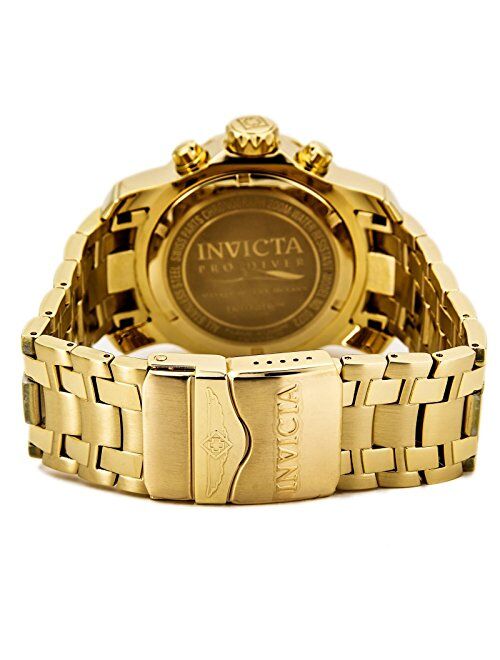 Invicta Men's 0072 Pro Diver Collection Chronograph 18k Gold-Plated Watch, Gold/Black