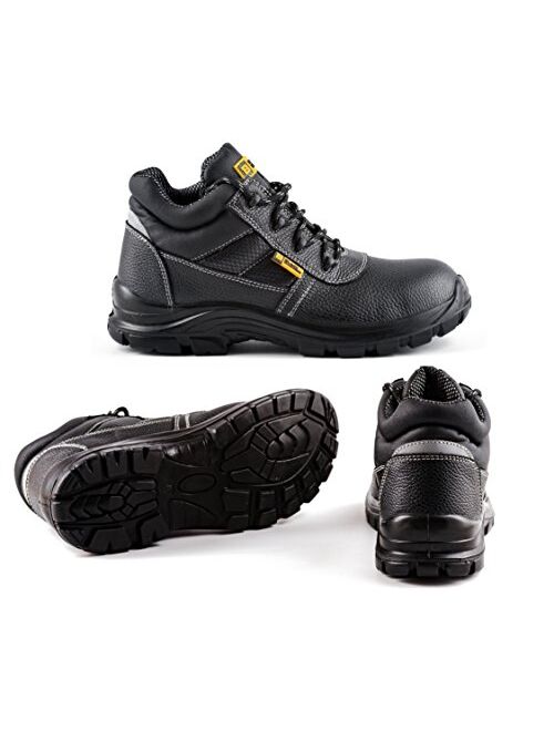 Black Hammer Mens Leather Safety Waterproof Boots S3 SRC Steel Toe Cap Work Shoes Ankle Leather 1007