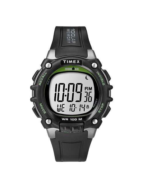 Men&#39;s Timex Ironman Classic 100 Lap Digital Watch - Black/Lime TW5M03400JT