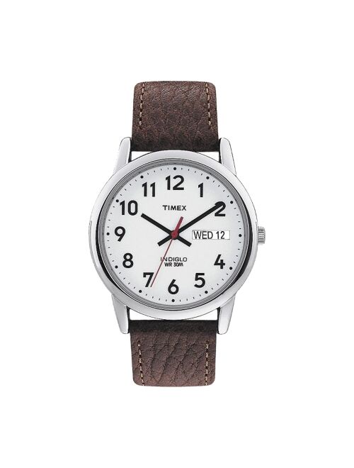 Men&#39;s Timex Easy Reader Watch with Leather Strap - Silver/Brown T20041JT