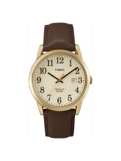 Men's Timex Easy Reader Watch with Leather Strap - Gold/Brown TW2P75800JT