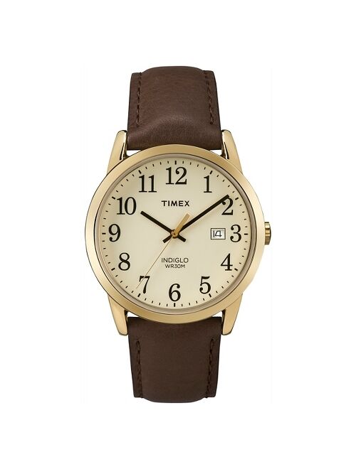 Men&#39;s Timex Easy Reader Watch with Leather Strap - Gold/Brown TW2P75800JT