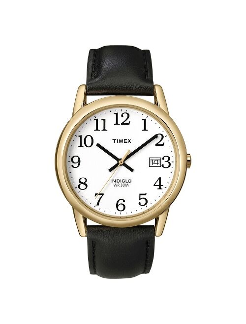 Men&#39;s Timex Easy Reader Watch with Leather Strap - Gold/Black T2H2919J