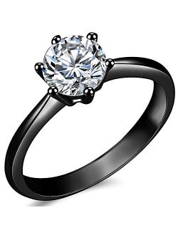 Size 3-13 1.0 Carat Classical Stainless Steel Solitaire Wedding Engagement Proposal Statement Ring