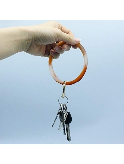Wristlet Round Key Ring Chain,Silicone Bracelet Bangle Keychain Holder