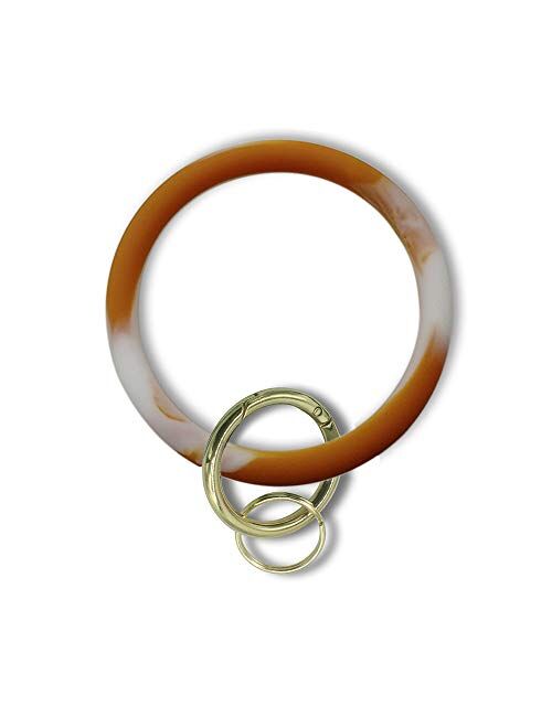 Wristlet Round Key Ring Chain,Silicone Bracelet Bangle Keychain Holder