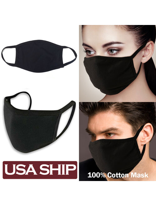 5Pcs Unisex Face Mask Protect Reusable 100% Cotton Comfy Washable Made In USA Black
