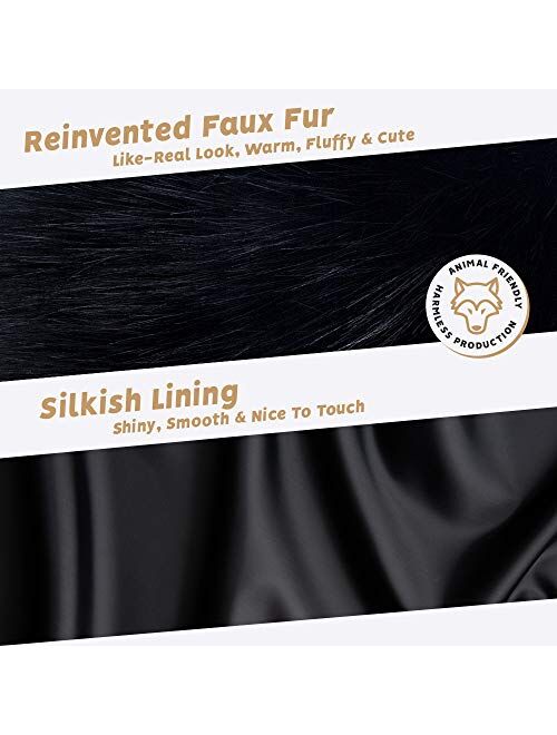 Futrzane Faux Fur Trim For Hood Replacement - Like Real Fur - Buttons Included