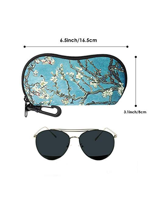 MoKo Sunglasses Soft Case Ultra Light Neoprene Zipper Eyeglass Case with Belt Clip