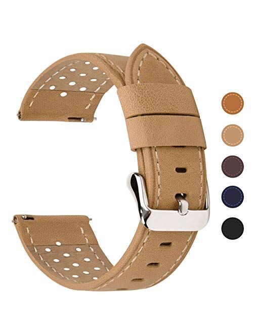 Fullmosa 5 Colors for Watch Band, Quick Release Breeze Leather Watch Strap 18mm 20mm 22mm 24mm