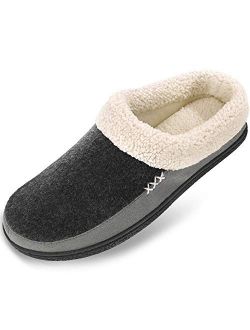Men's Slippers With Arch Support Fuzzy House Shoes Memory Foam Slip On Clog Plush Wool Fleece Indoor Outdoor